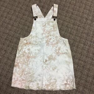 Wild Fable White Cream Tan Pink Tie Dye Denim Overalls Dress * Size Juniors XS
